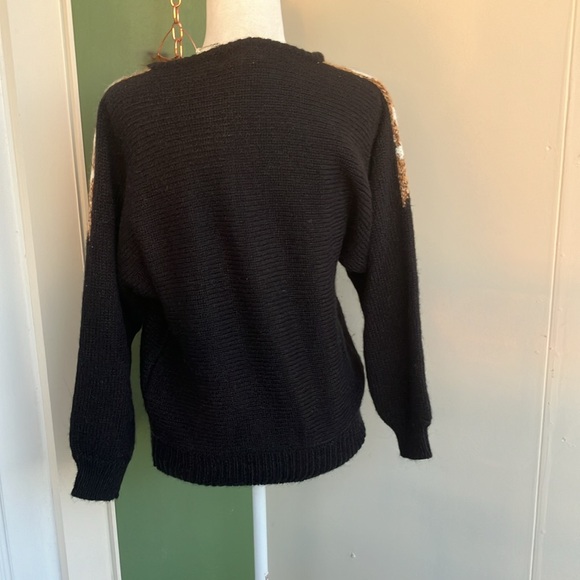 Vintage 80s Funky Novelty Big Cat Face Pullover Sweater - Picture 4 of 6